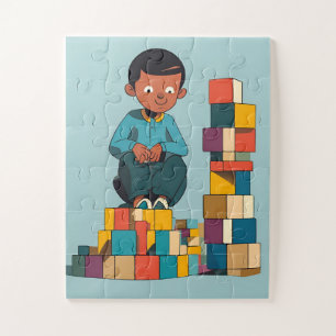 Jigsaw-Puzzle des Kindes mit Geschenkboxen Puzzle