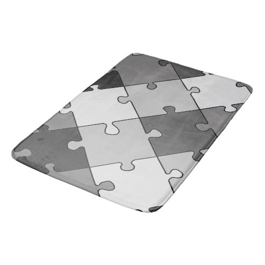 Jigsaw Puzzle Diagonal Gray Tones Badematte (Schrägansicht)