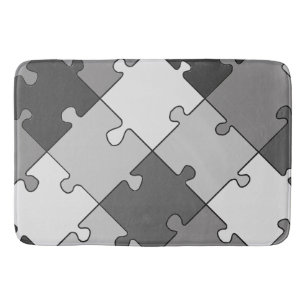 Jigsaw Puzzle Diagonal Gray Tones Badematte