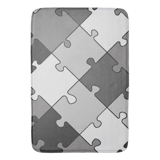 Jigsaw Puzzle Diagonal Gray Tones Badematte (Vorderseite Vertikal)