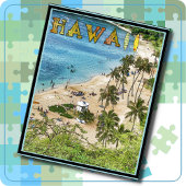 JIGSAW PUZZLE - farbenfrohe Hawaii Reiseplakat