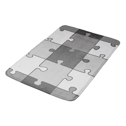 Jigsaw Puzzle Gray Tones Badematte (Schrägansicht)