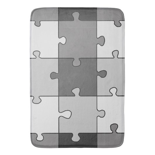 Jigsaw Puzzle Gray Tones Badematte (Vorderseite Vertikal)