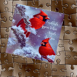 Jigsaw Puzzle Kardinals erscheinen, wenn Engel in<br><div class="desc">Inspirationsjigsaw Puzzle, Sprichwort, Kardinäle erscheinen, wenn Engel sind nah, mit zwei roten Kardinal in einem schneebedeckten Hintergrund. Nachdem meine Mutter zu einem immerwährenden Leben befördert wurde, behielt die drei Töchter, Kardinal zu sehen! Wir sagten alle, es sei Mama, die uns besucht hat! Eine Schwester kaufte uns alle einen schönen Kardinal,...</div>