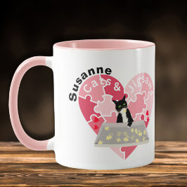 Jigsaw Puzzle Liebhaber und Katzenliebhaber Tasse