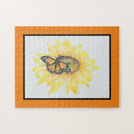 Jigsaw Puzzle Monarch on Sunflower