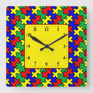 Jigsaw-Puzzle-Nahtloses Muster-22675 Quadratische Wanduhr
