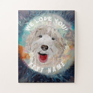 Jigsaw Puzzle Niedliche Labradoodle Dog & Text in