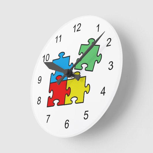 Jigsaw Puzzle Pieces Clock Runde Wanduhr (Winkel)