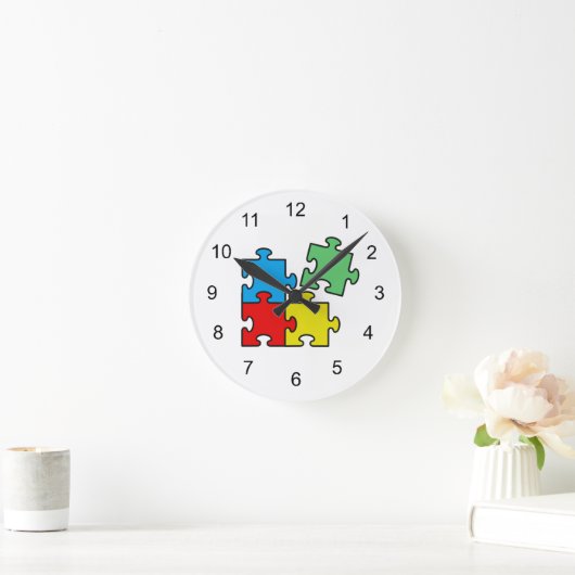 Jigsaw Puzzle Pieces Clock Runde Wanduhr (Zuhause)