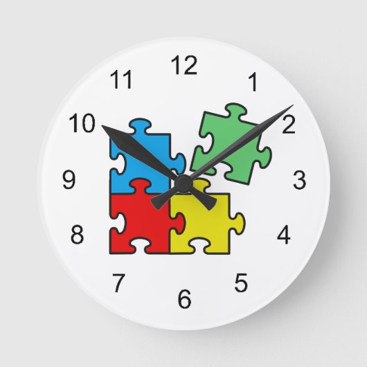 Jigsaw Puzzle Pieces Clock Runde Wanduhr (Vorderseite)