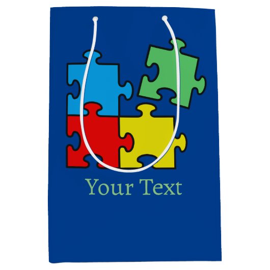 Jigsaw Puzzle Pieces Design Geschenktasche Mittlere Geschenktüte (Vorderseite)