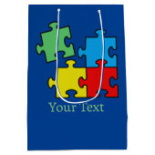 Jigsaw Puzzle Pieces Design Geschenktasche Mittlere Geschenktüte (Rückseite)
