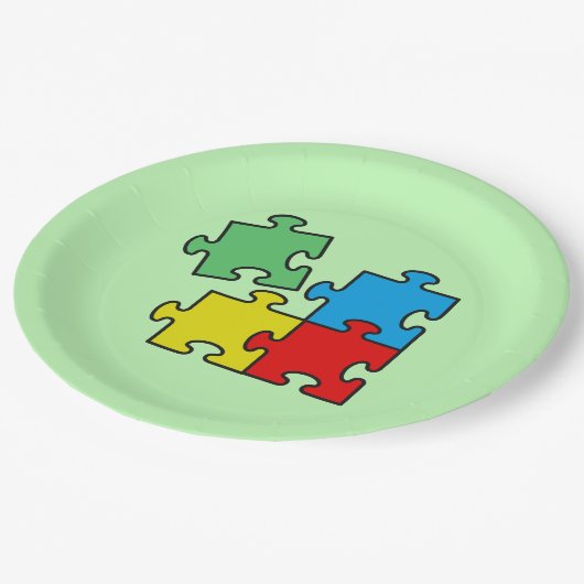 Jigsaw Puzzle Pieces Design Paper Teller (Schrägansicht)