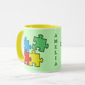 Jigsaw Puzzle Pieces Design Tasse (Vorderseite Links)