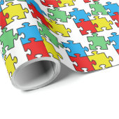 Jigsaw Puzzle Pieces Design Wrapping Paper Geschenkpapier (Rolleneckpunkt)
