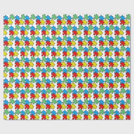 Jigsaw Puzzle Pieces Design Wrapping Paper Geschenkpapier (Flach)