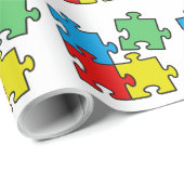 Jigsaw Puzzle Pieces Design Wrapping Paper Geschenkpapier (Rolleneckpunkt)