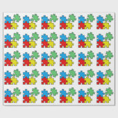 Jigsaw Puzzle Pieces Design Wrapping Paper Geschenkpapier (Flach)