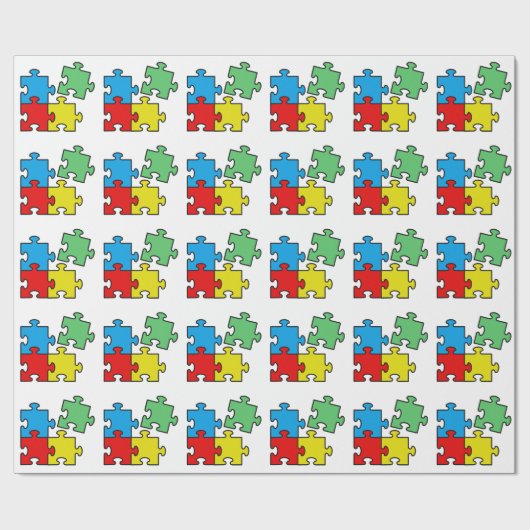 Jigsaw Puzzle Pieces Design Wrapping Paper Geschenkpapier (Flach)