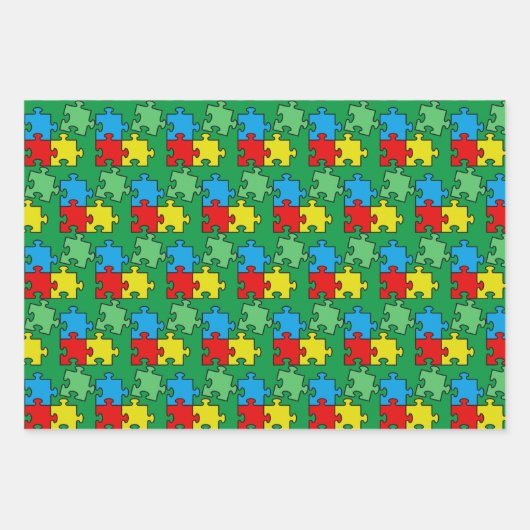 Jigsaw Puzzle Pieces Design Wrapping Paper Sheets Geschenkpapier Set (Vorderseite 3)