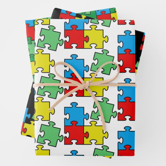 Jigsaw Puzzle Pieces Design Wrapping Paper Sheets Geschenkpapier Set (Beispiel)