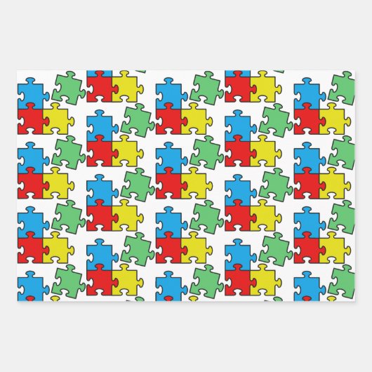 Jigsaw Puzzle Pieces Design Wrapping Paper Sheets Geschenkpapier Set (Vorderseite)