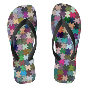 Jigsaw Puzzle Pieces Flip Flops Badesandalen