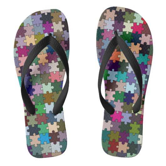 Jigsaw Puzzle Pieces Flip Flops Badesandalen (Fußbett)