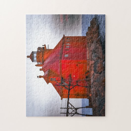 Jigsaw Puzzle Red Lighthouse auf stürmischen Meere (Vertikal)