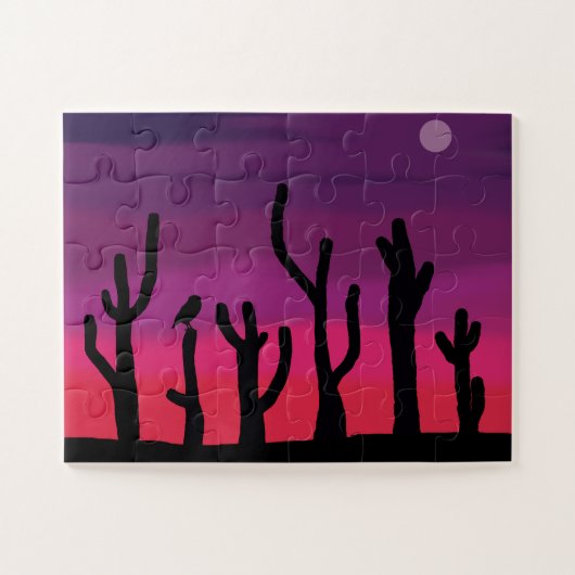 Jigsaw Puzzle Saguaro Sunset Cactus/Owl (Horizontal)