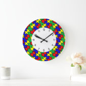 Jigsaw Puzzle Seamless Pattern-22675 Große Wanduhr (Zuhause)