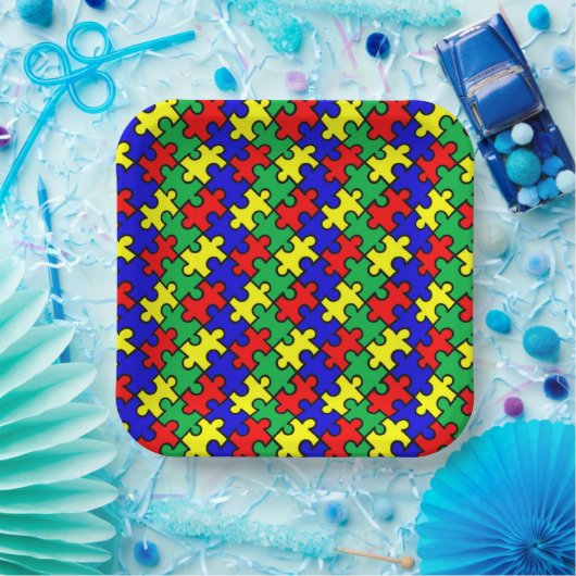 Jigsaw Puzzle Seamless Pattern-22675 Pappteller (Party)