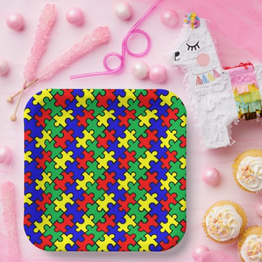 Jigsaw Puzzle Seamless Pattern-22675 Pappteller (Party)