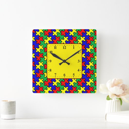 Jigsaw Puzzle Seamless Pattern-22675 Quadratische Wanduhr (Zuhause)