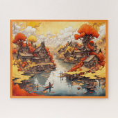 JIGSAW PUZZLE - Small Village on a Creek in Fall (Horizontal)