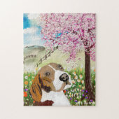 Jigsaw Puzzle Spring 2020 Blüten und Beagle (Vertikal)