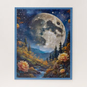 JIGSAW PUZZLE - The Moon Over Mountains & Creek (Vertikal)