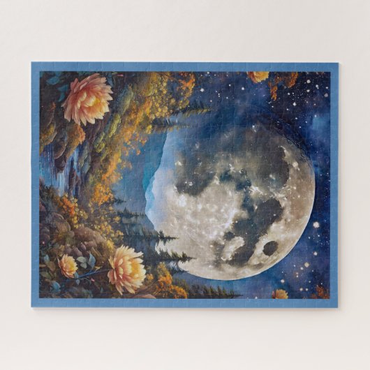 JIGSAW PUZZLE - The Moon Over Mountains & Creek (Horizontal)