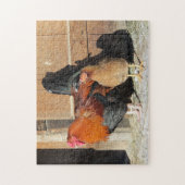 Jigsaw Puzzle von Rooster und Hen Chicken Farm Sce (Vertikal)