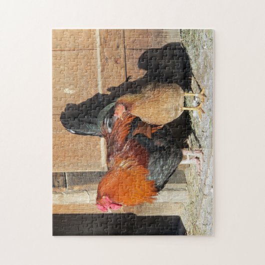 Jigsaw Puzzle von Rooster und Hen Chicken Farm Sce (Vertikal)