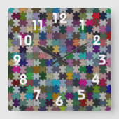 Jigsaw Puzzle Wall Clock Quadratische Wanduhr (Vorderseite)