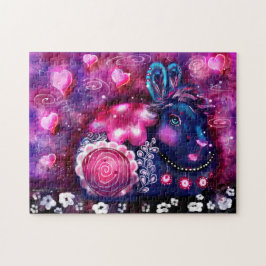 Jigsaw Puzzle - Whimsical Rabbit "Glamour Bunny"