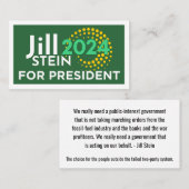 Jill Stein für das Zitat von Präsident 2024 Telefonnummerkarte (Vorne/Hinten)