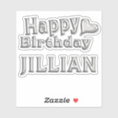 Jillian Happy Birthday silver Aufkleber Sticker (Blatt)