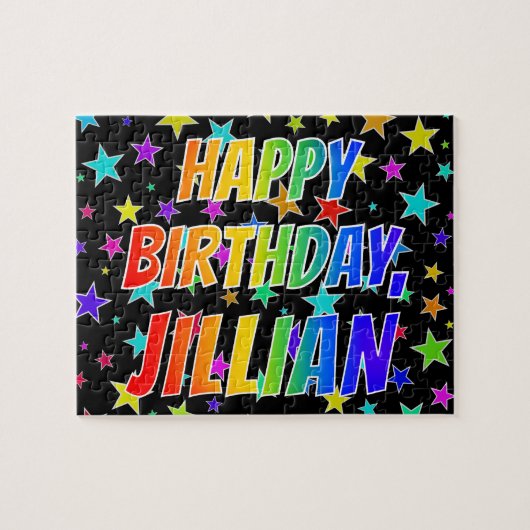 "JILLIAN" Vorname, Spaß "GLÜCKLICHER GEBURTSTAG" Puzzle (Horizontal)