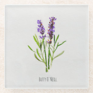 Jilly's Botanical Lavender Watercolor Glasuntersetzer