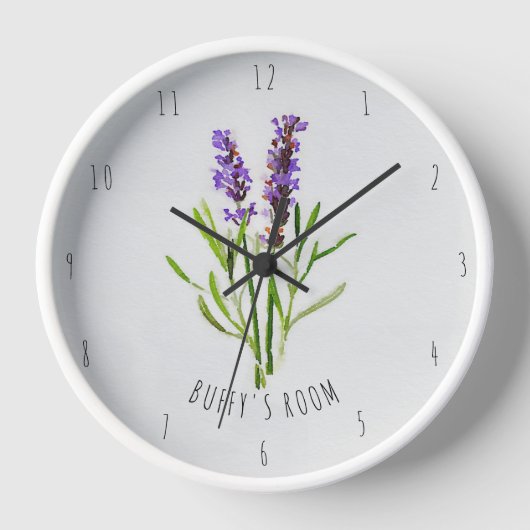 Jilly's Botanical Lavender Watercolor Uhr (Vorderseite)
