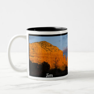 Jim auf Moonrise-glühender roter Felsen-Tasse Zweifarbige Tasse