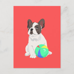 Jim Der französische Bulldog spielt mit seinem Bal Postkarte